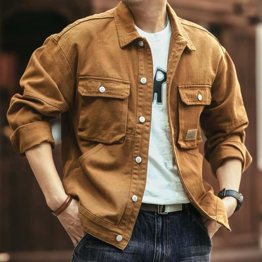 Hunting Outdoor Brands - 레트로 아메리칸 데님 재킷 남성용 루즈핏
