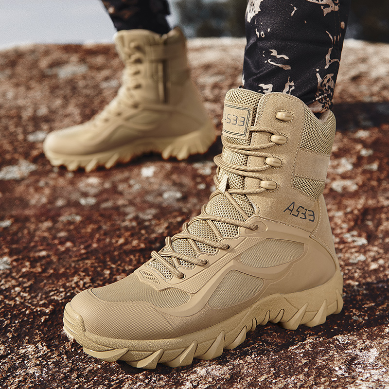 새로운 남성 고품질 브랜드 가죽 부츠 작업 안전화 전술 - Hunting Outdoor Brands 리뷰 및 가격