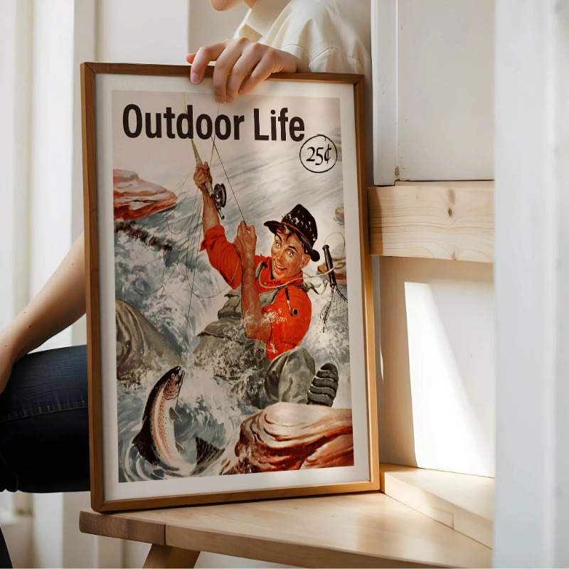 빈티지 플라이 낚시 캔버스 프린트 레트로 여행 포스터  - Outdoor Hunting Paintings 리뷰 및 가격