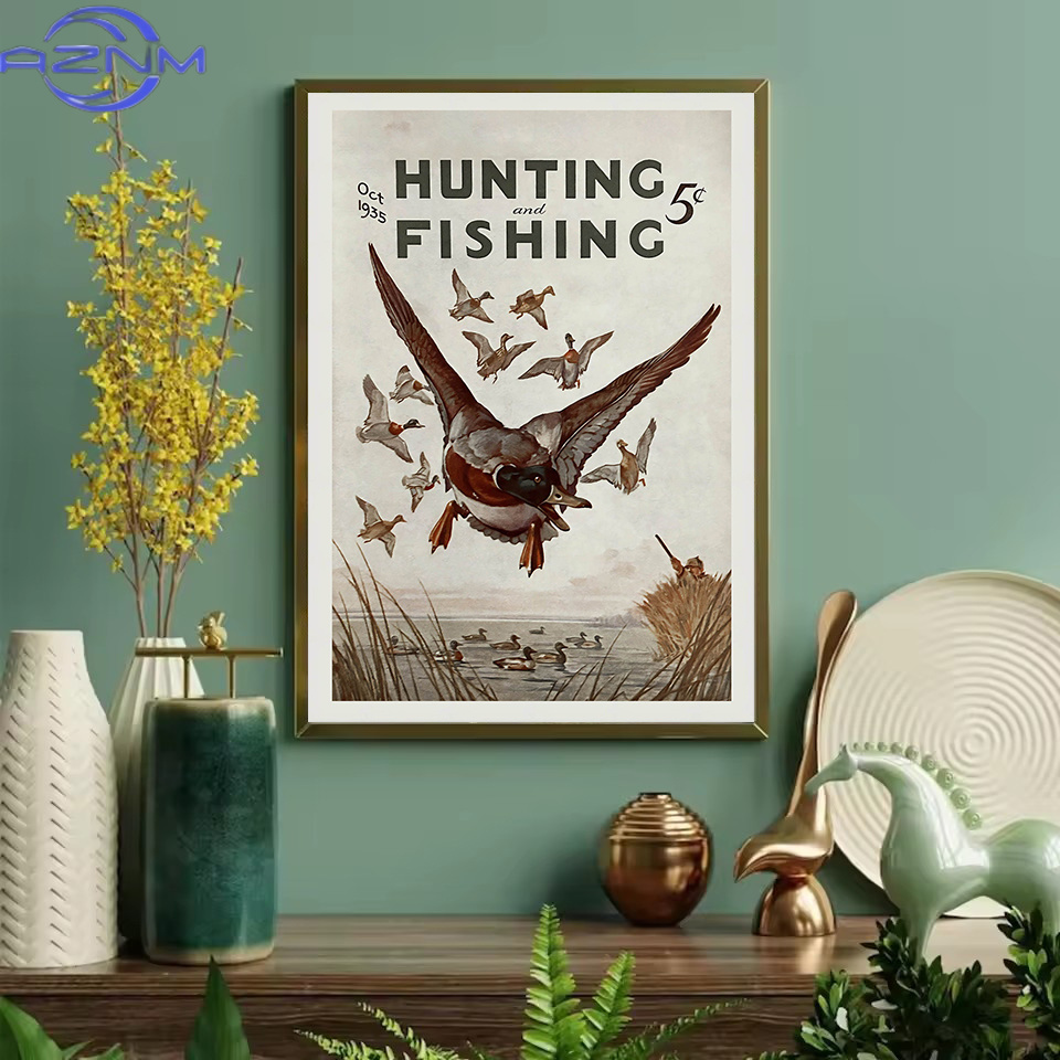 AZNM 레트로 야생 동물 야외 사냥 낚시 야생 동물  - Outdoor Hunting Paintings 리뷰 및 가격