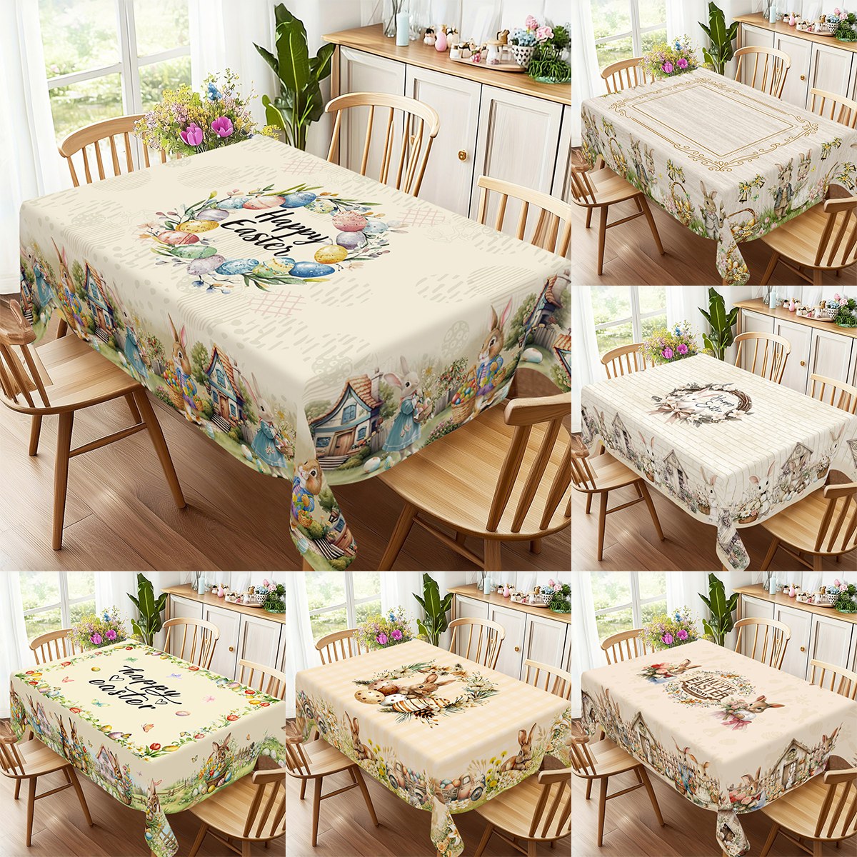 혼합 스타일 부활절 토끼 테이블보 6인용 달걀 찾기 테 - Outdoor Hunting Table 리뷰 및 가격