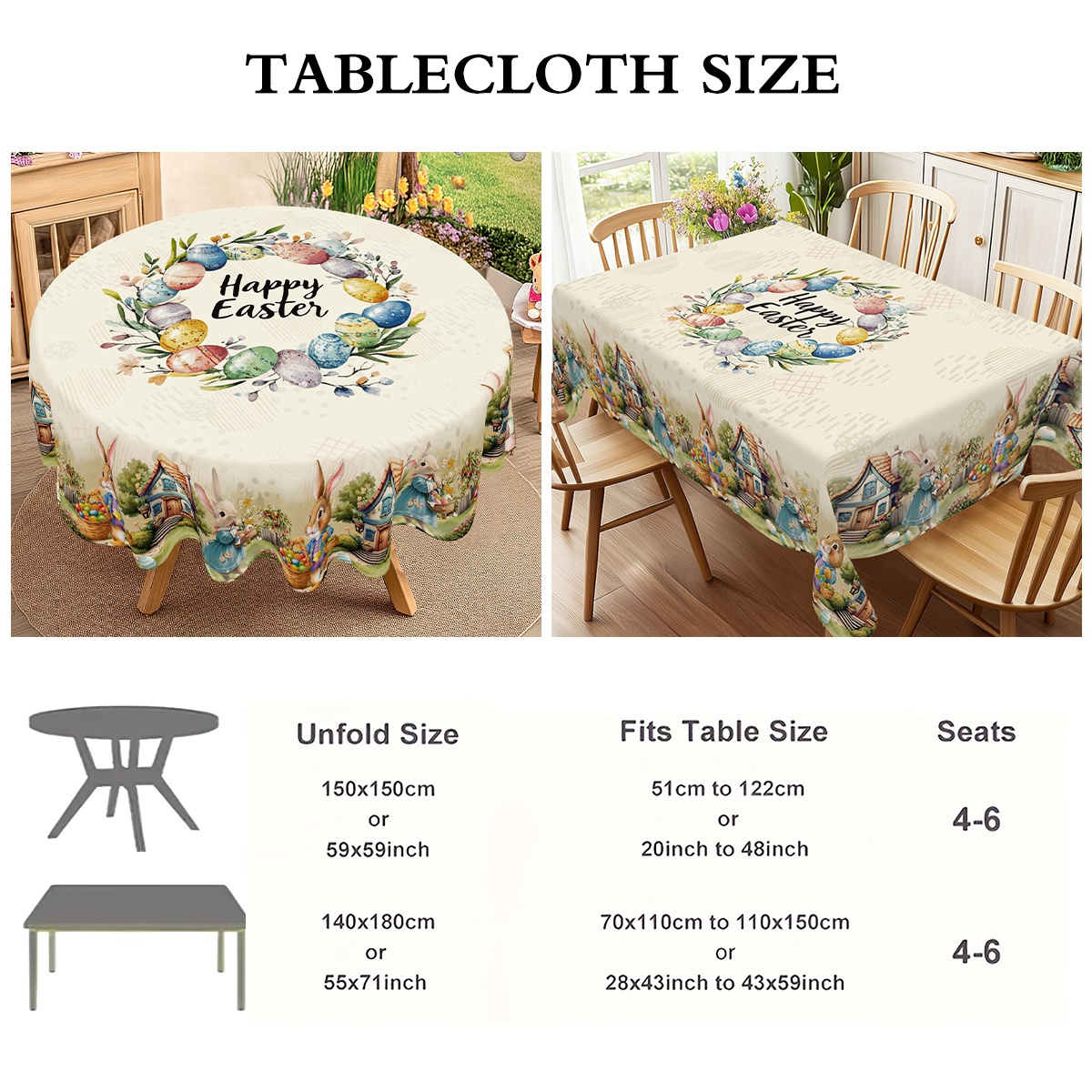 혼합 스타일 부활절 토끼 테이블보 6인용 달걀 찾기 테 - Outdoor Hunting Table 리뷰 및 가격