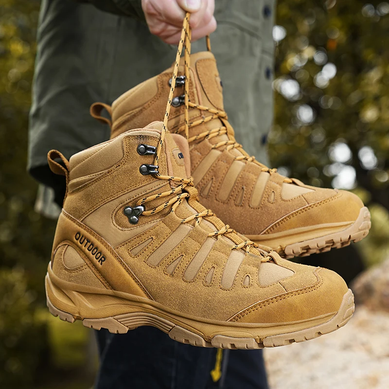 새로운 남성용 고품질 브랜드 가죽 부츠 작업 안전화 전 - Hunting Outdoor Brands 리뷰 및 가격