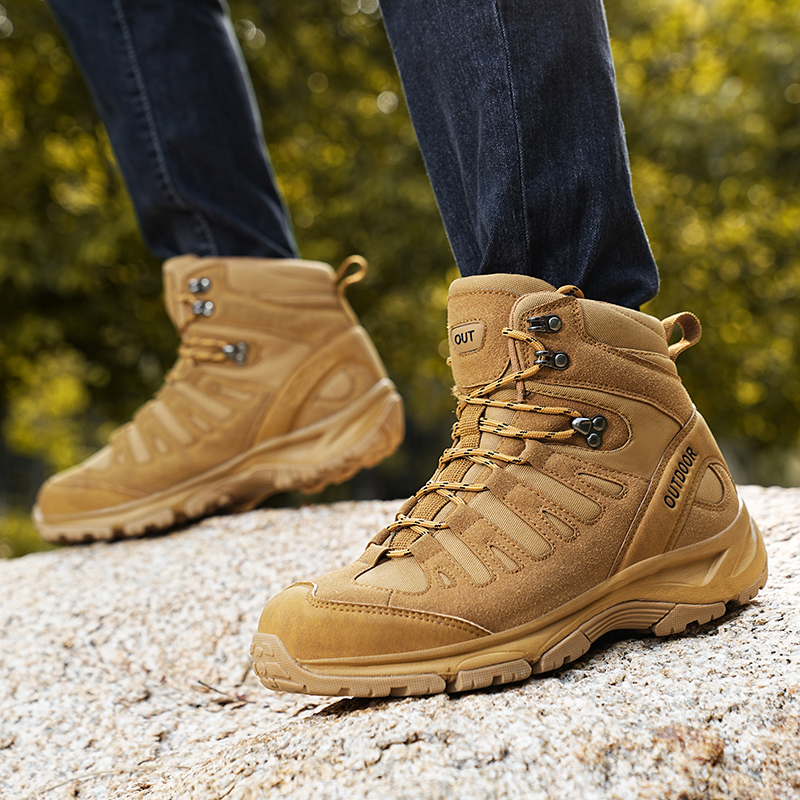 새로운 남성용 고품질 브랜드 가죽 부츠 작업 안전화 전 - Hunting Outdoor Brands 리뷰 및 가격